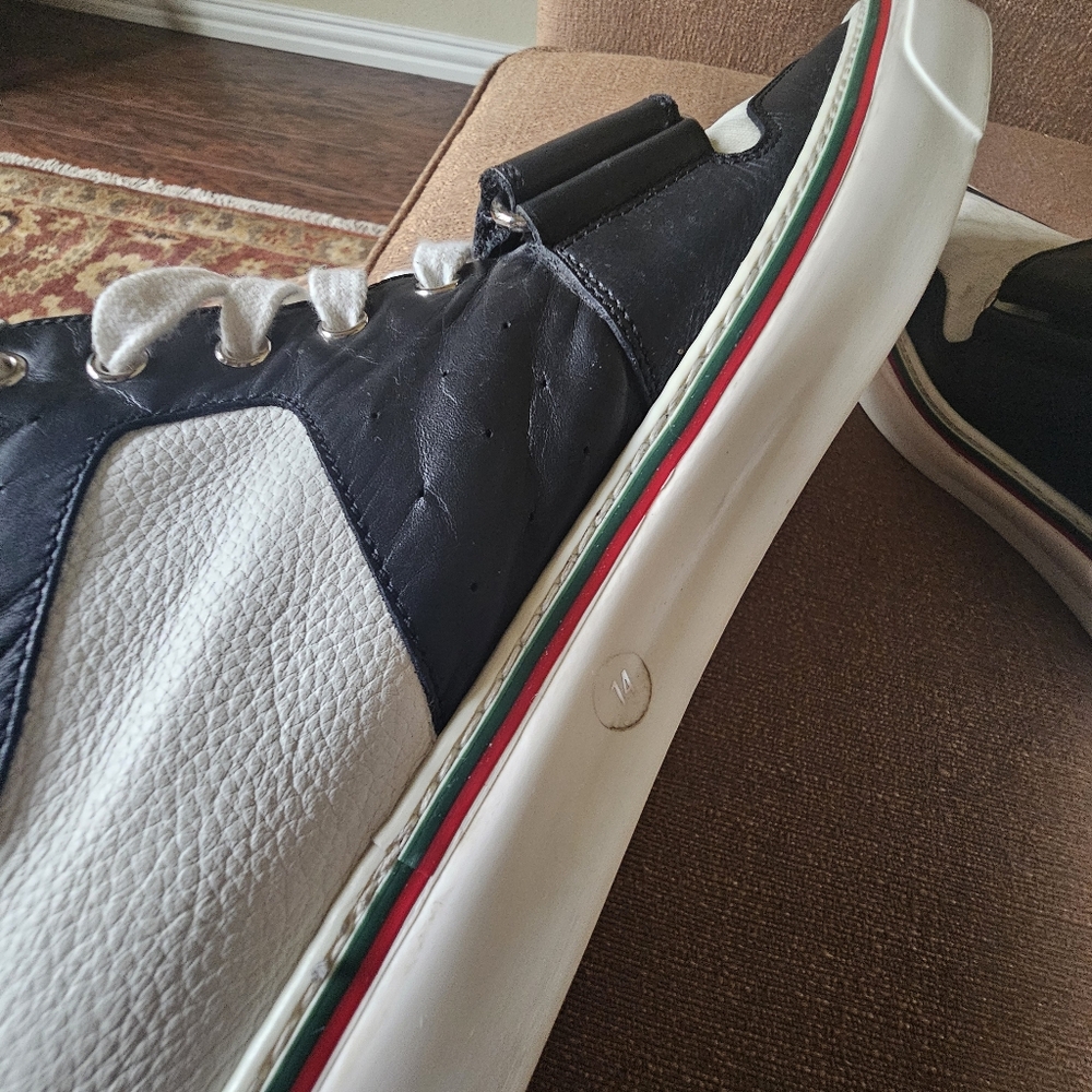 Gucci GG Monogram High-Top Leather Sneakers Size 14 - Picture 7 of 15